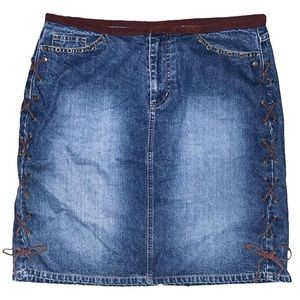 Vintage Y2K Denim Jean Lace Up Sides Mini Skirt